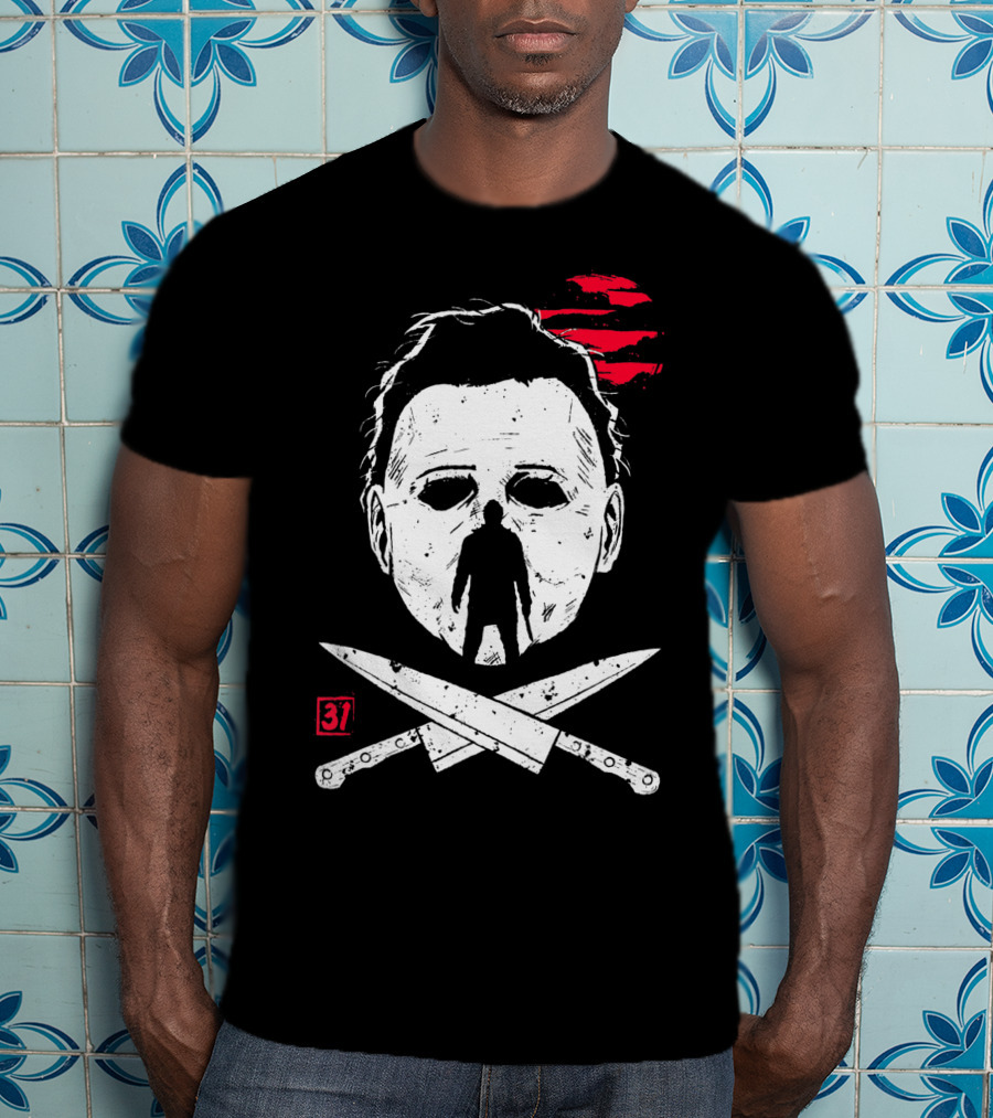Horror Friday Halloween 37 Michael Myers Mask Knives T-Shirt