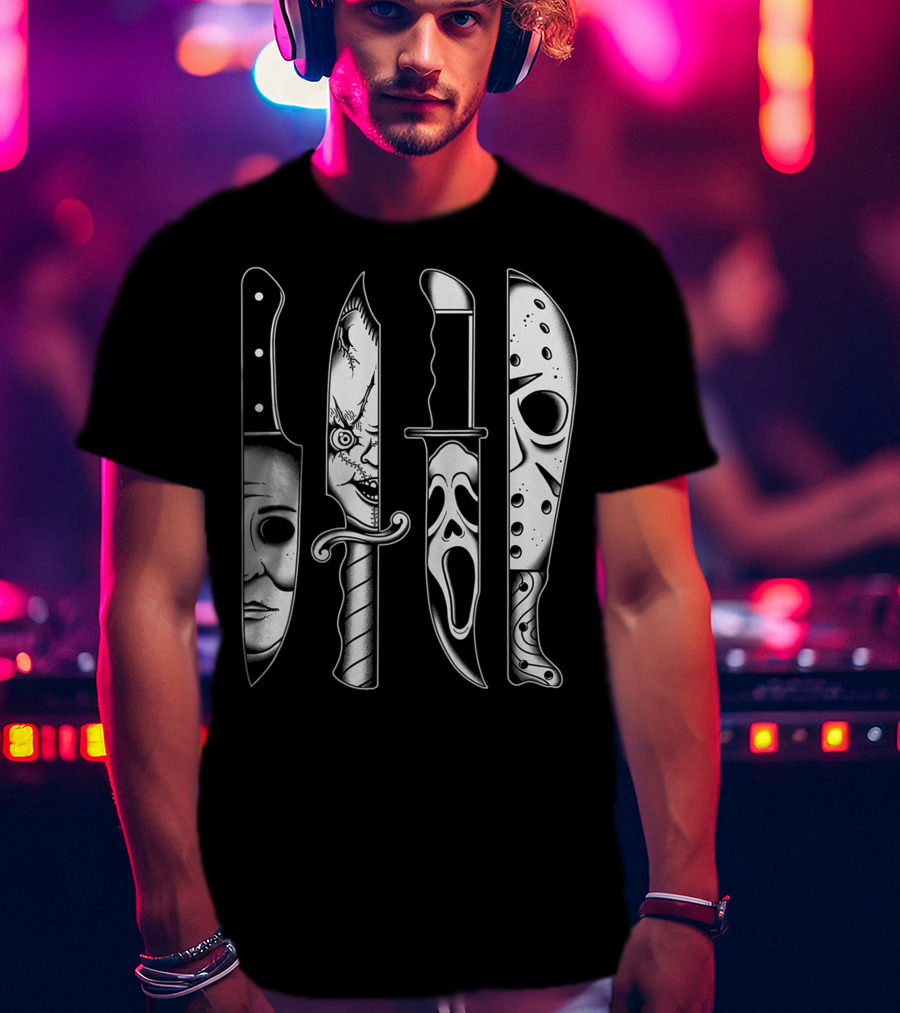 Horror Movie Knives Machete Friday Scary Icons T-Shirt