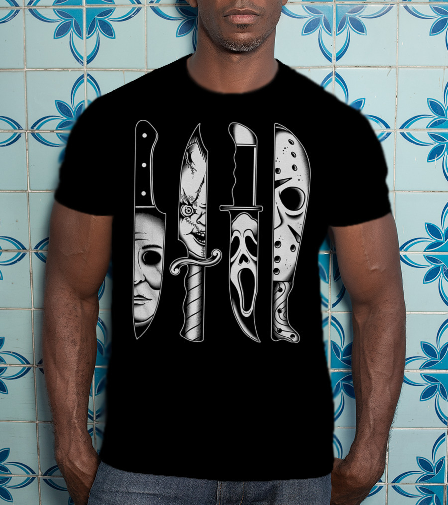 Horror Movie Knives Machete Friday Scary Icons T-Shirt