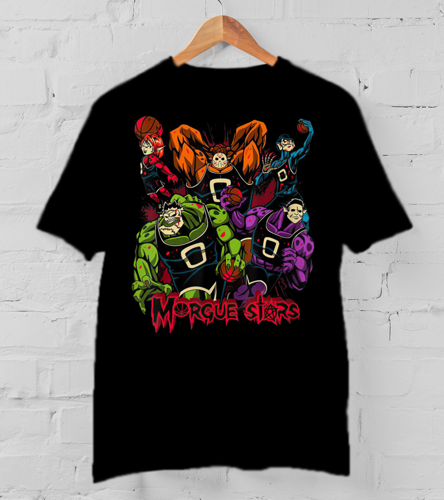 Morgue Stars Horror Characters Basketball Halloween T-Shirt