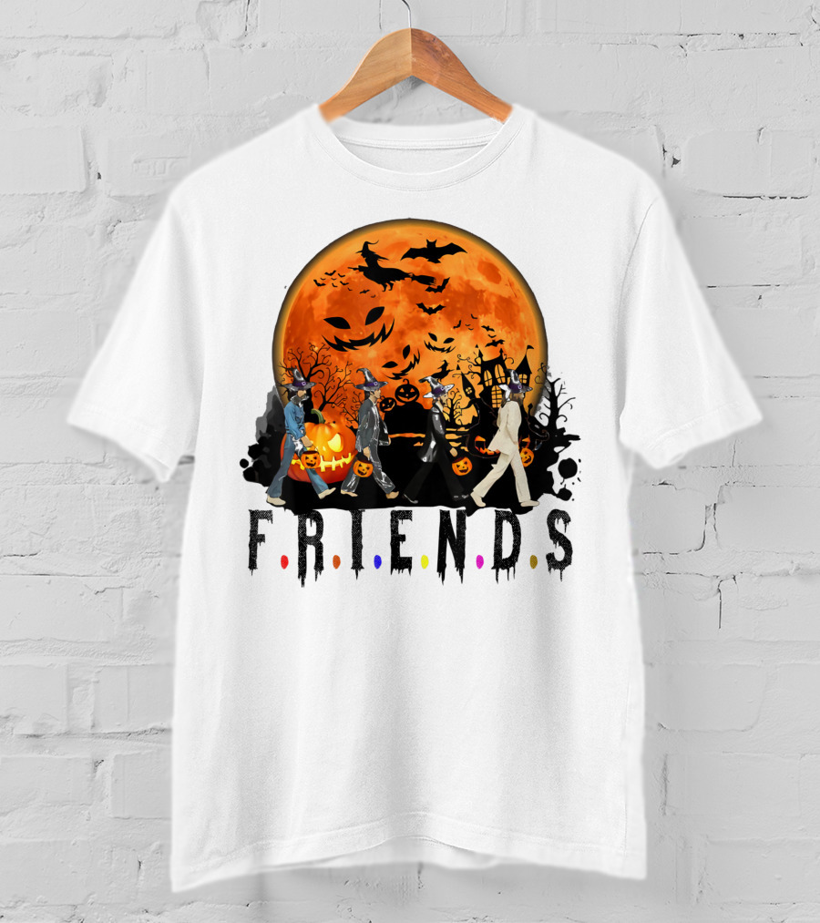 Halloween Friends Full Moon Walk With Characters Trick Or Treat T-Shirt