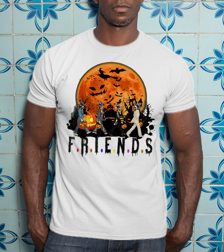 Halloween Friends Full Moon Walk With Characters Trick Or Treat T-Shirt
