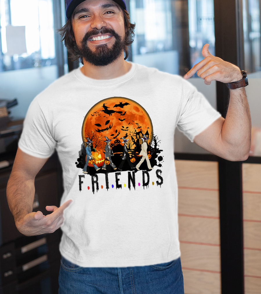 Halloween Friends Full Moon Walk With Characters Trick Or Treat T-Shirt