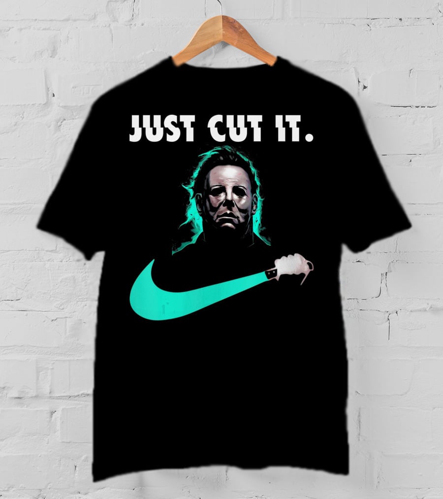 Just Cut It Horror Vintage Halloween Michael Myers Knife Swoosh T-Shirt
