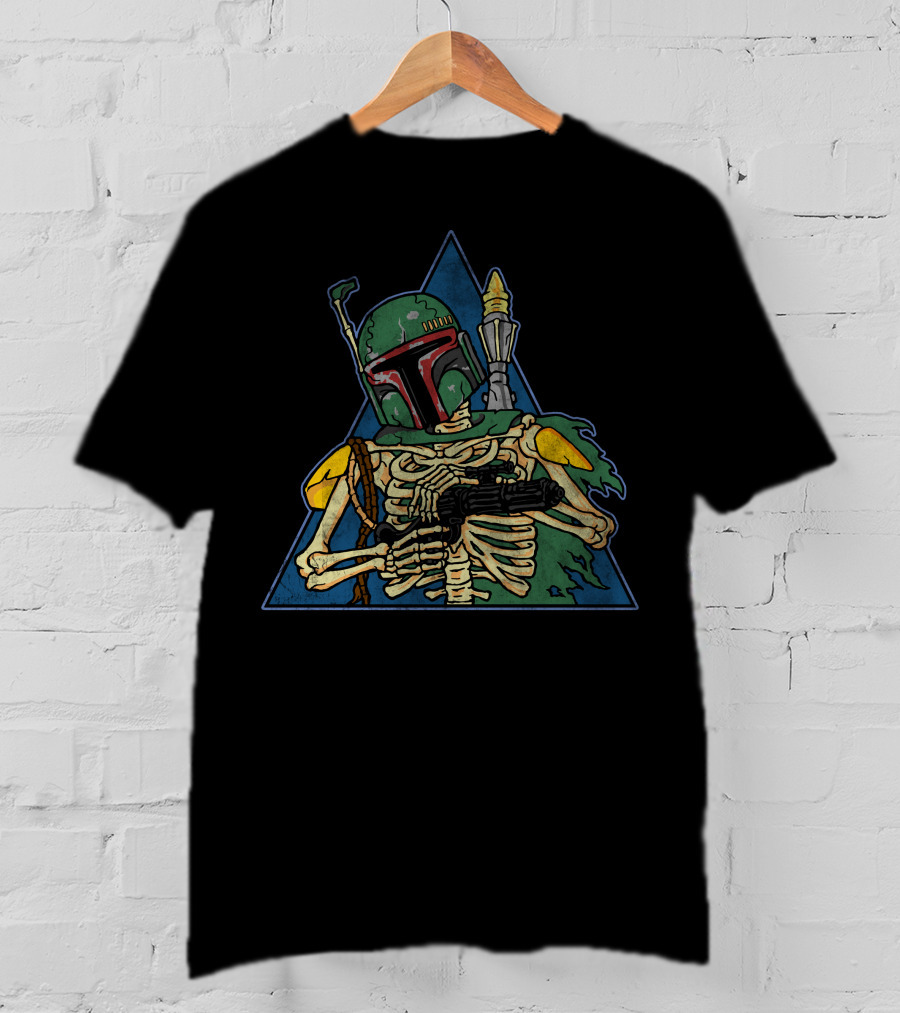Star Wars Boba Fett Skeleton In Triangle Vesture T-Shirt