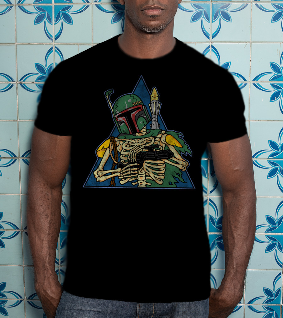 Star Wars Boba Fett Skeleton In Triangle Vesture T-Shirt