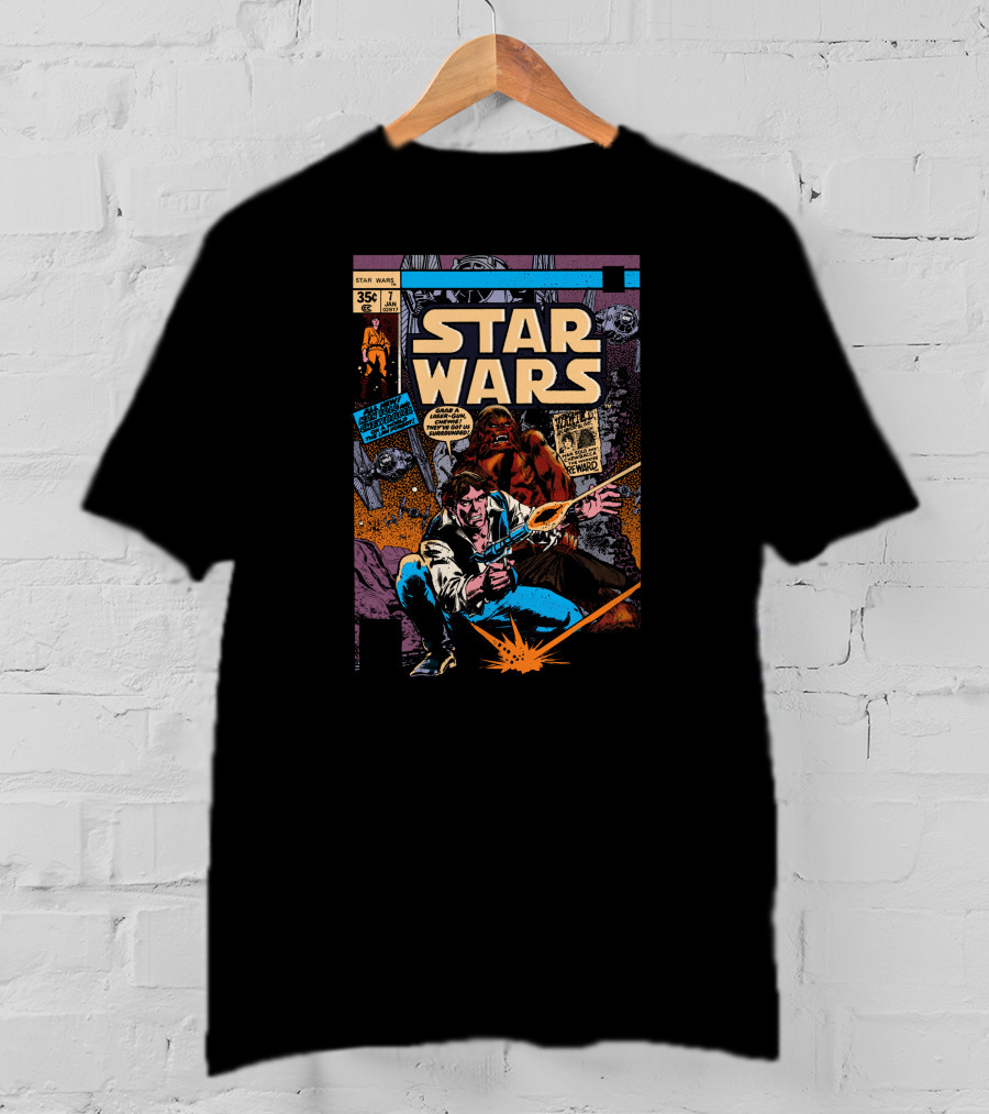 Star Wars Han Solo And Chewbacca Vintage Comic Cover 35¢ Edition January Marvel T-Shirt