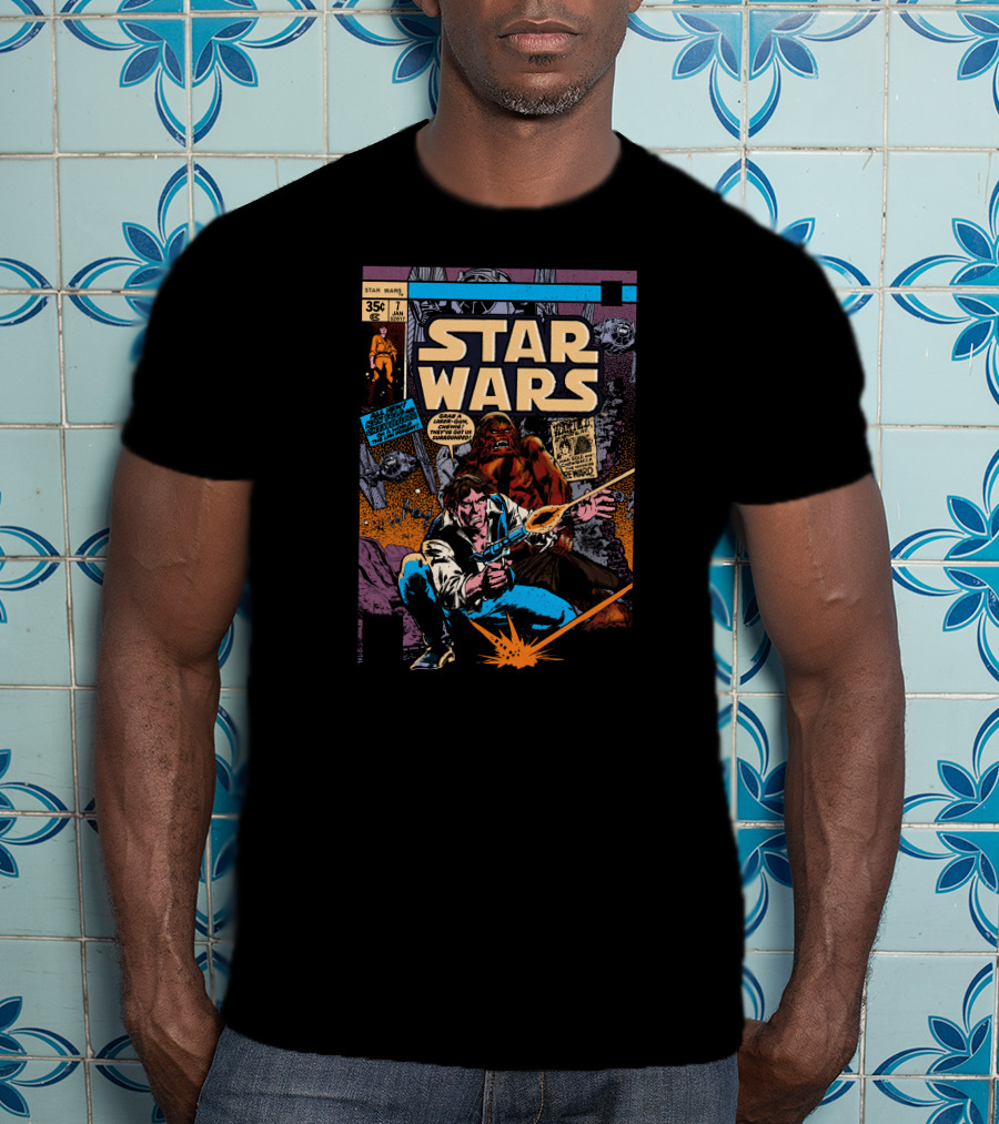 Star Wars Han Solo And Chewbacca Vintage Comic Cover 35¢ Edition January Marvel T-Shirt