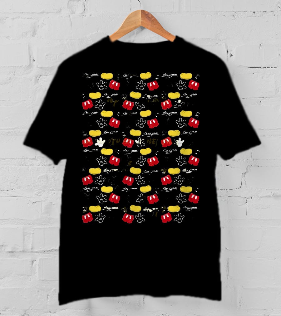 Mickey Mouse Iconic Logos Red Yellow Black T-Shirt