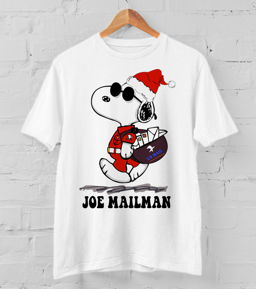 Joe Mailman Snoopy Santa Usps Holiday Delivery T-Shirt