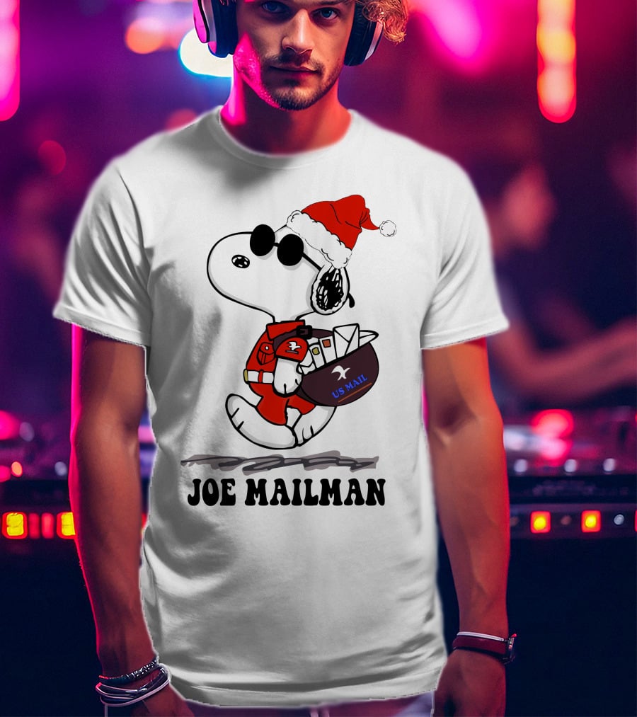 Joe Mailman Snoopy Santa Usps Holiday Delivery T-Shirt