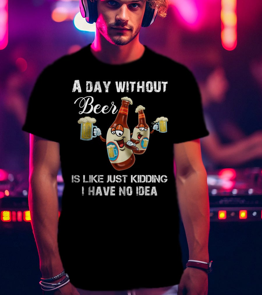 A Day Without Beer Is Like Just Kidding I Have No Idea Beer Bottles With Mugs T-Shirt