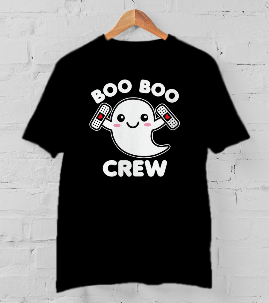 Boo Boo Crew Nurse Ghost Funny Kawaii Bandage Heart T-Shirt