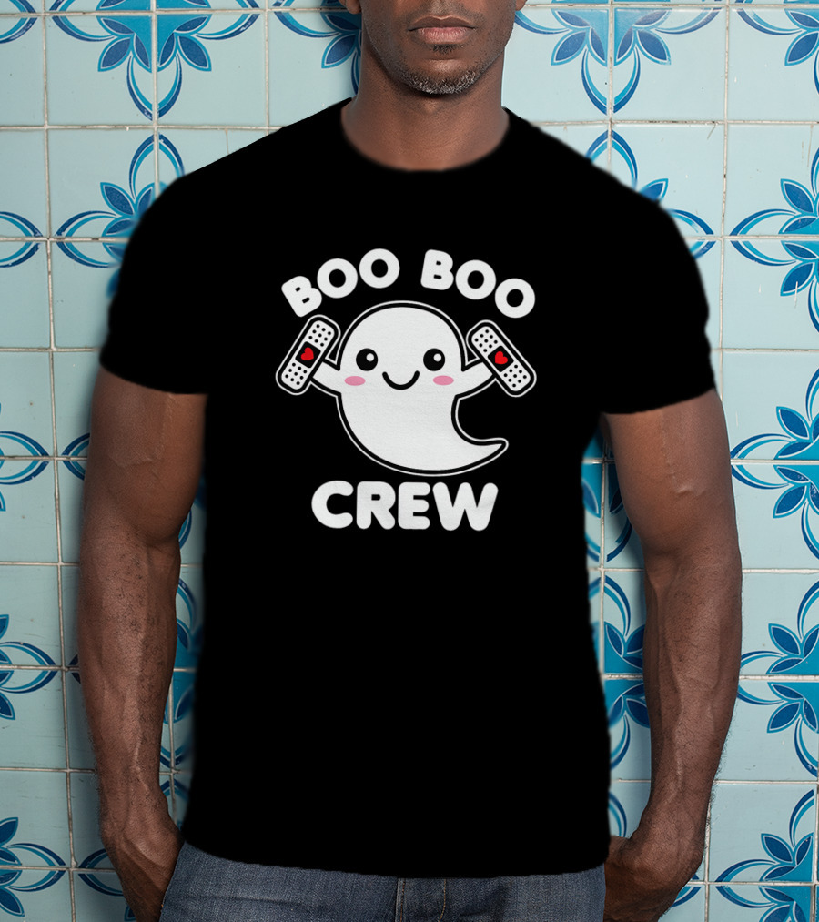 Boo Boo Crew Nurse Ghost Funny Kawaii Bandage Heart T-Shirt