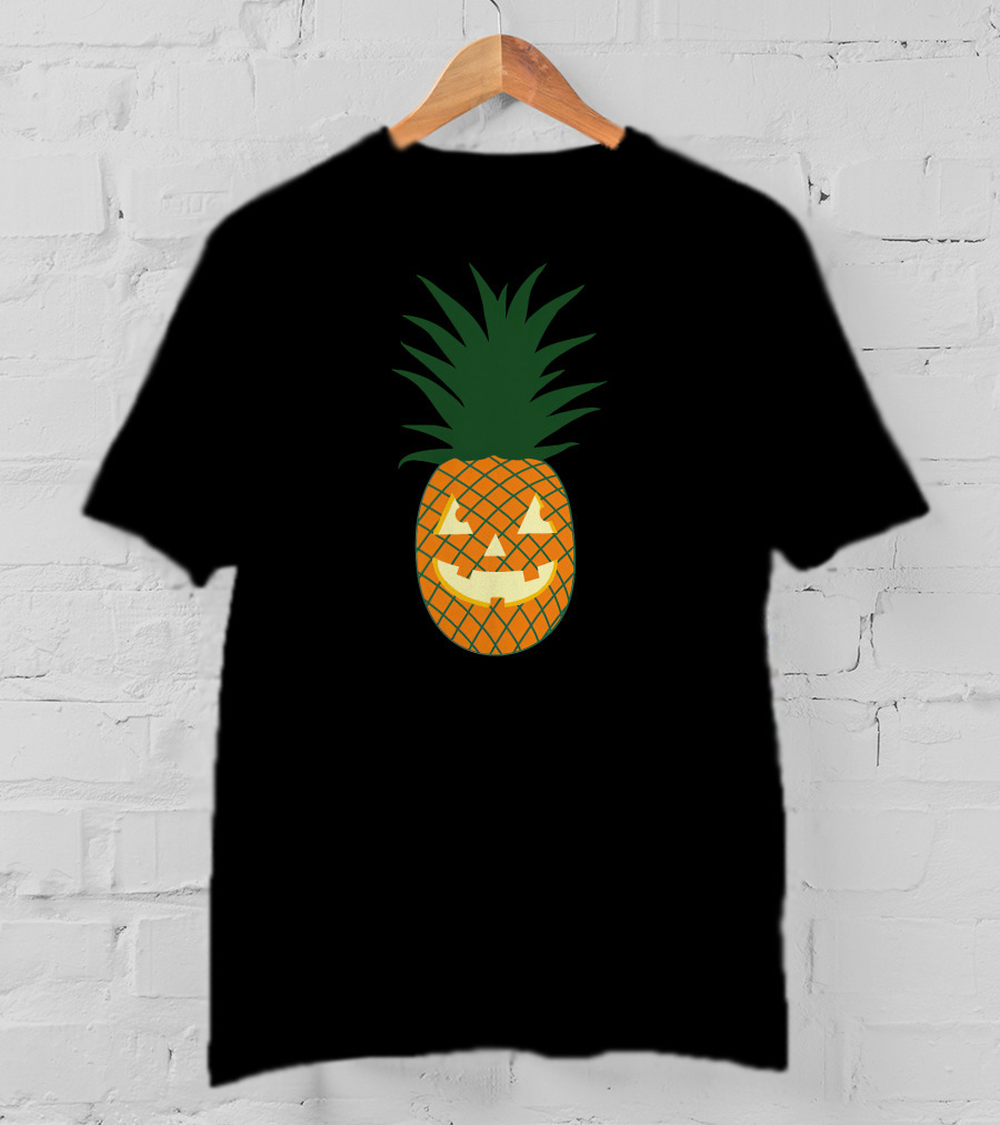Carved Pineapple Jack-o'-Lantern Halloween Hawaiian T-Shirt
