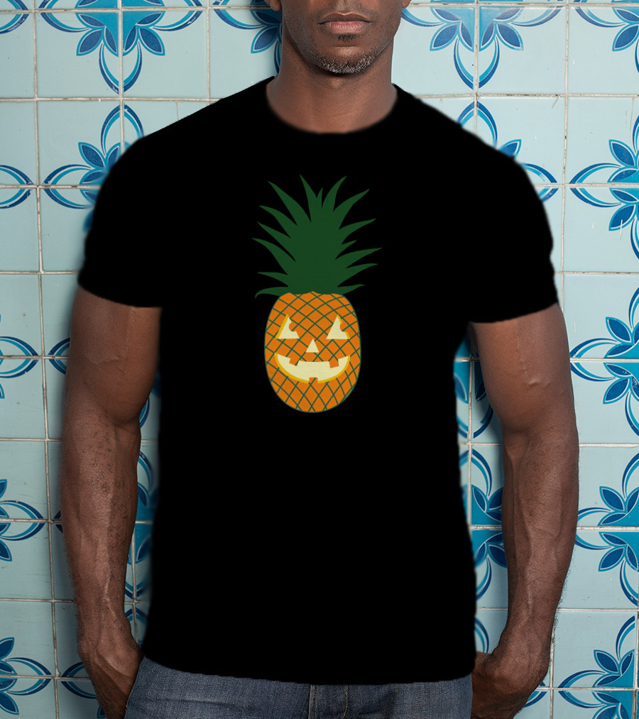 Carved Pineapple Jack-o'-Lantern Halloween Hawaiian T-Shirt