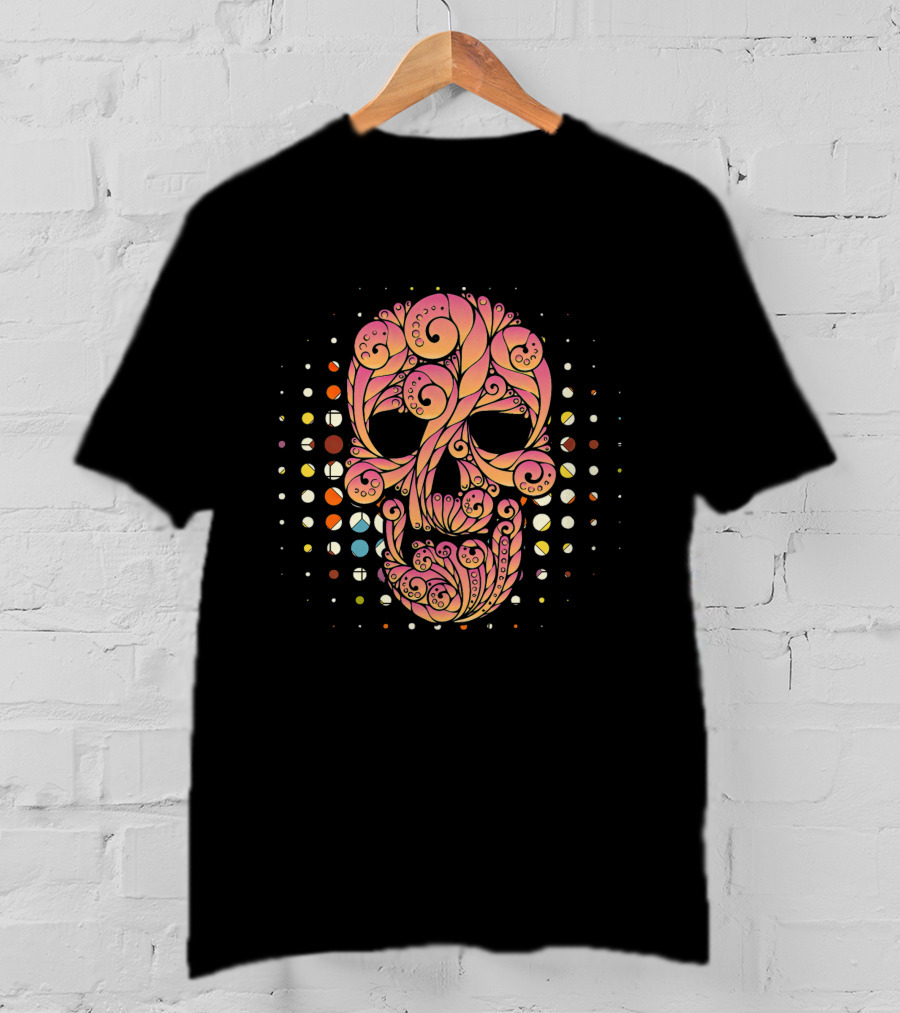 Floral Skull Psychedelic Swirls T-Shirt