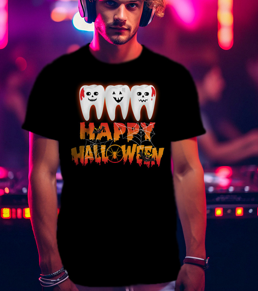 Happy Halloween Funny Costume Dental Teeth T-Shirt