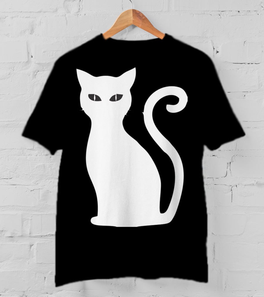 Halloween Cat Cute Cat Silhouette White T-Shirt