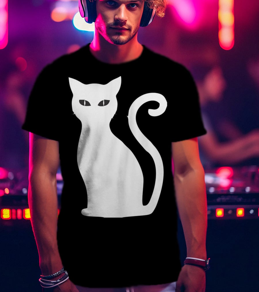 Halloween Cat Cute Cat Silhouette White T-Shirt