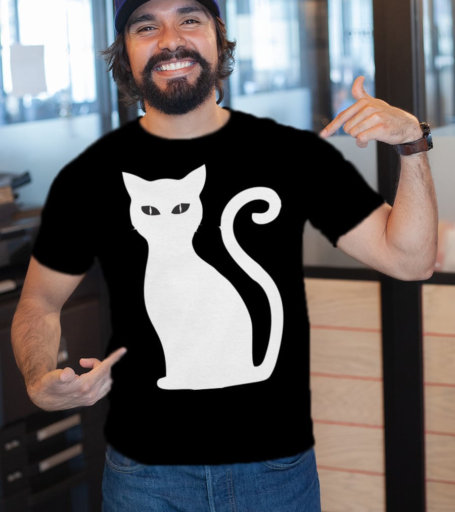 Halloween Cat Cute Cat Silhouette White T-Shirt