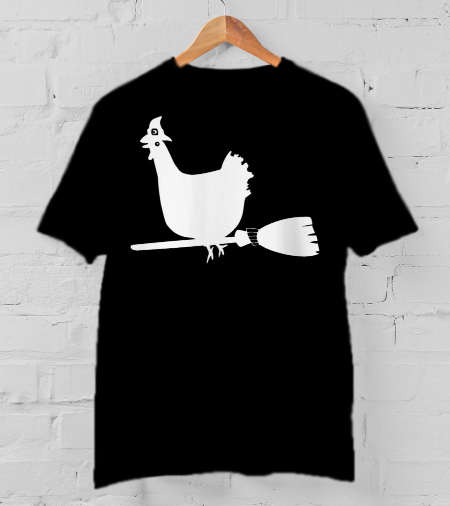 Halloween Chicken On Witch Broom T-Shirt