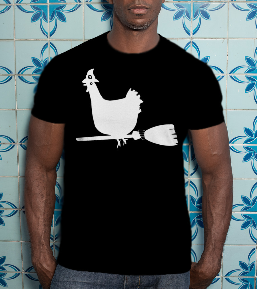 Halloween Chicken On Witch Broom T-Shirt