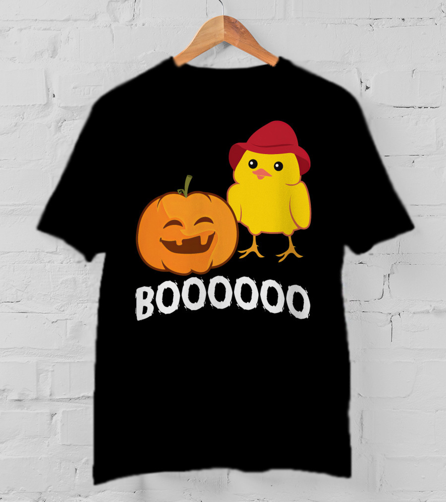 BOOOOO Halloween Funny Pumpkin And Chicken T-Shirt