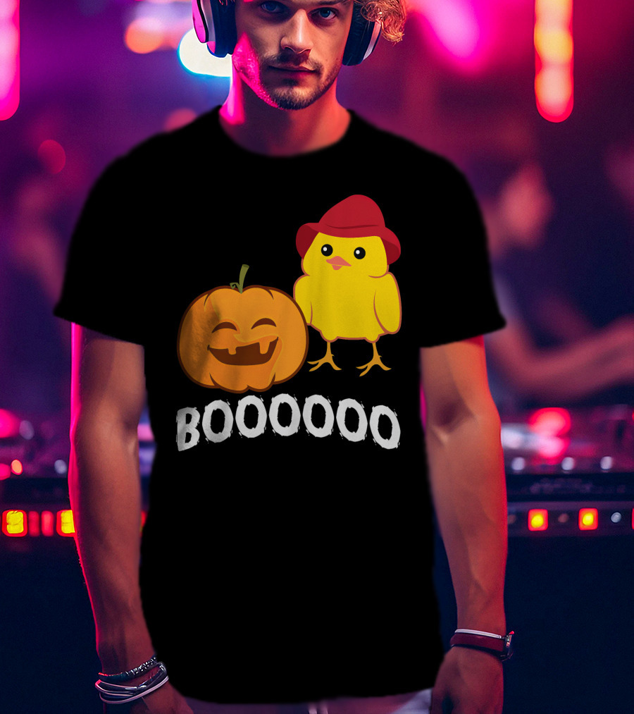 BOOOOO Halloween Funny Pumpkin And Chicken T-Shirt
