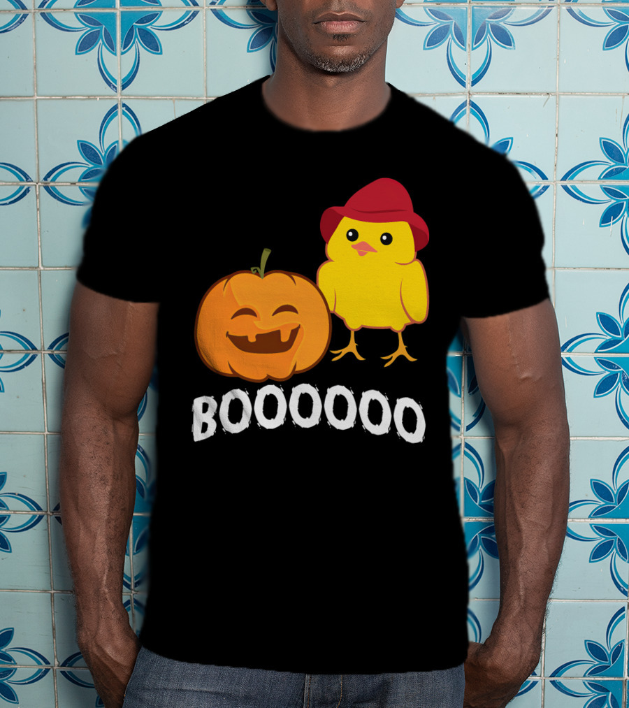 BOOOOO Halloween Funny Pumpkin And Chicken T-Shirt