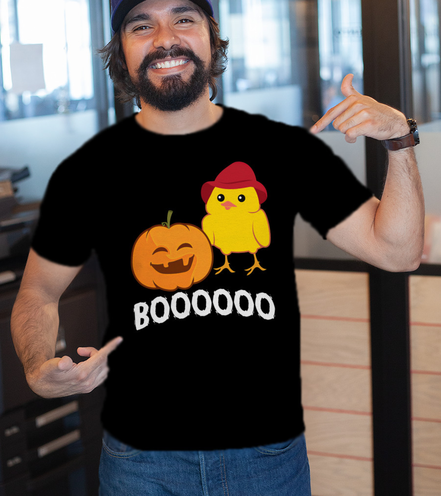 BOOOOO Halloween Funny Pumpkin And Chicken T-Shirt