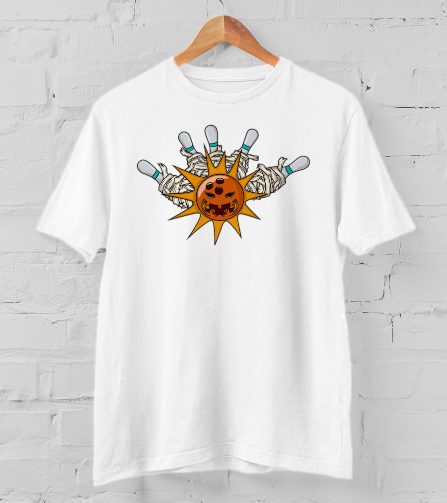 Halloween Jack O Lantern Bowling Mummy Pins Funny Bowler T-Shirt