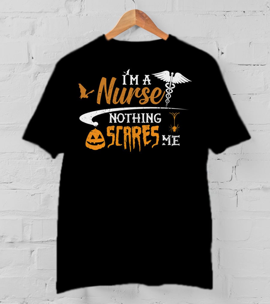 Halloween Nurse I'm A Nurse Nothing Scares Me Pumpkin Spider Caduceus T-Shirt