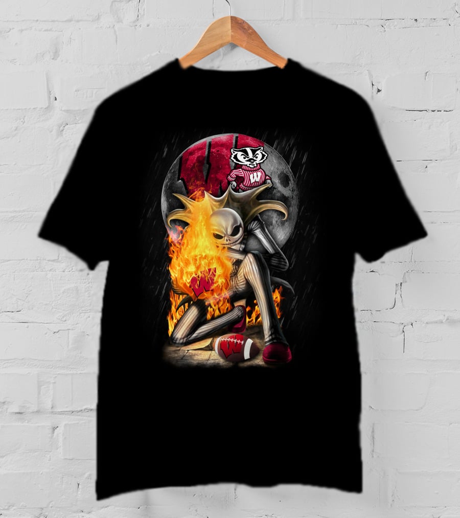 Jack WB Wisconsin Badgers Nightmare Crossover Football T-Shirt