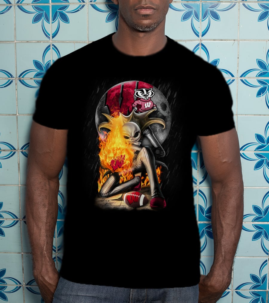Jack WB Wisconsin Badgers Nightmare Crossover Football T-Shirt