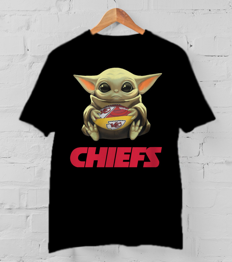 Baby Yoda Kansas City Chiefs Football T-Shirt