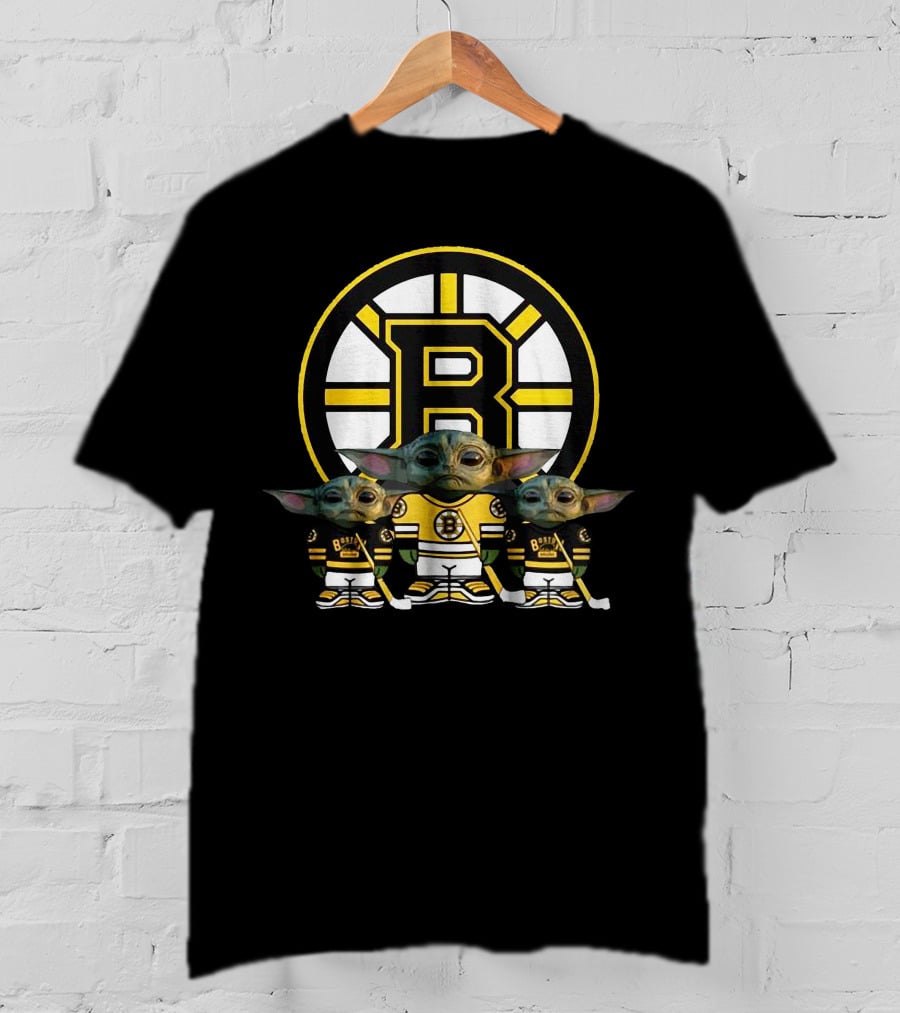 Boston Bruins Hockey Team Bruins Logo With Characters T-Shirt