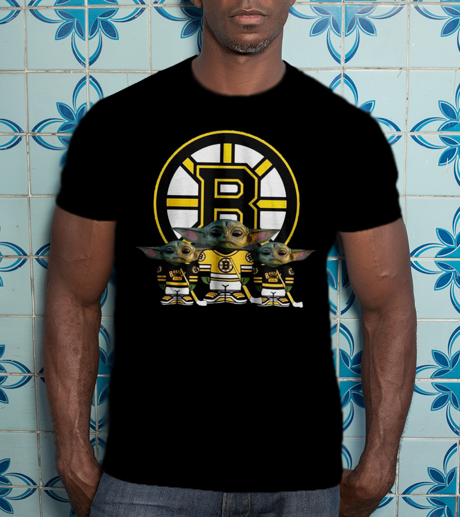 Boston Bruins Hockey Team Bruins Logo With Characters T-Shirt