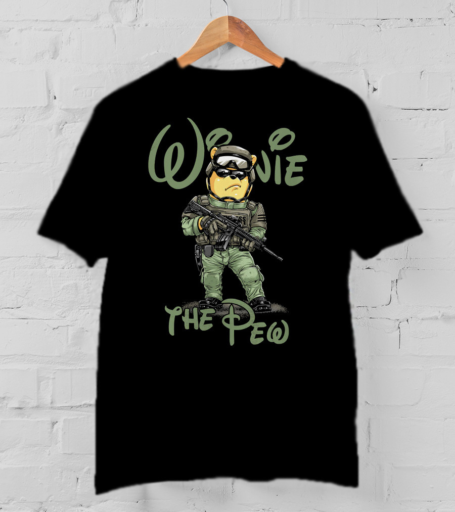Winnie The Pew Tactical Bear With Sunglasses And Rifle T-Shirt