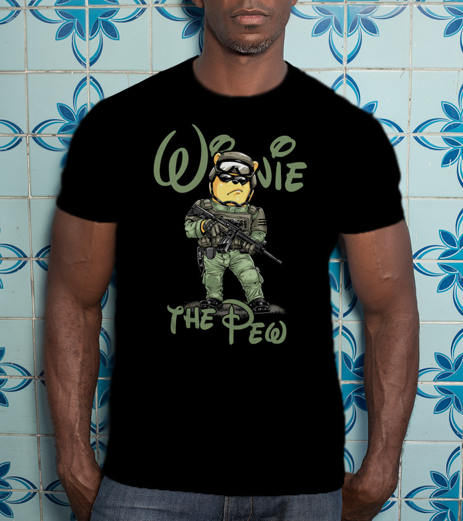 Winnie The Pew Tactical Bear With Sunglasses And Rifle T-Shirt