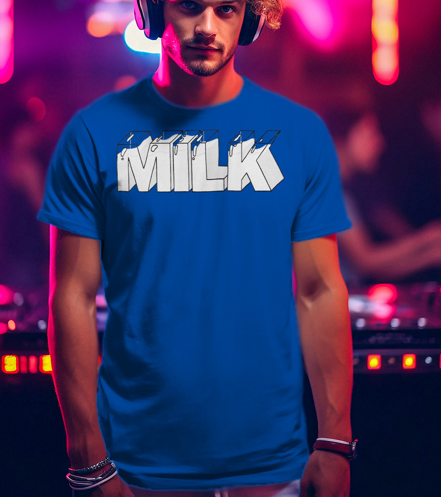 Ted Nivison Milk Merch Bold Blue Text T-Shirt