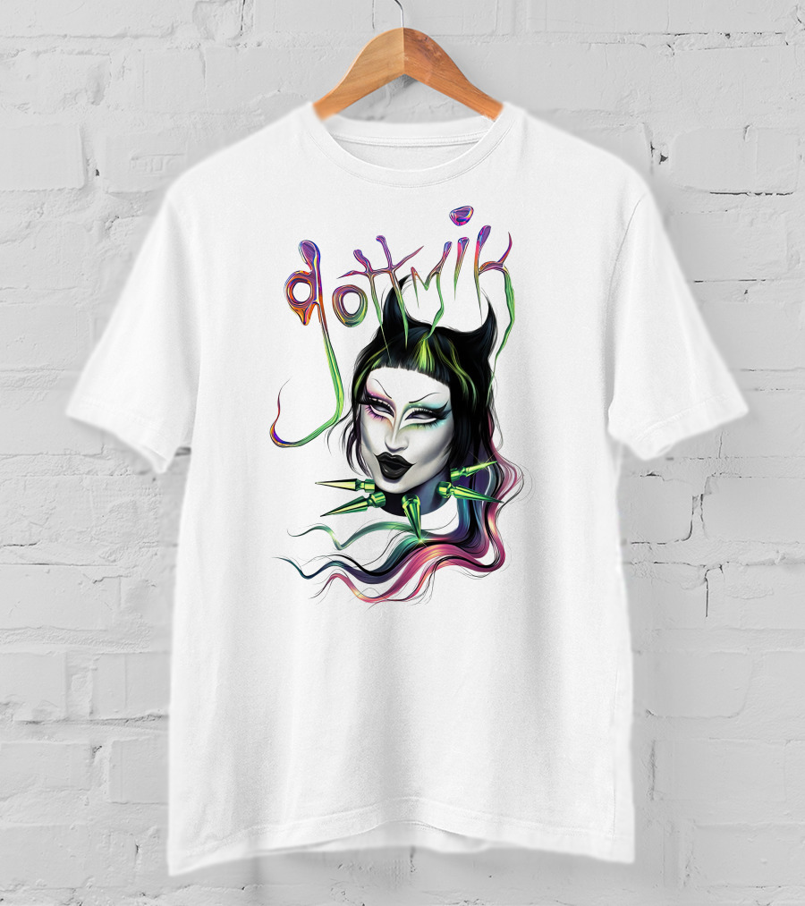 Gottmik Black Cat Ears Spiked Collar Colorful Face T-Shirt