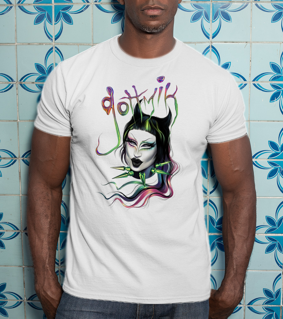 Gottmik Black Cat Ears Spiked Collar Colorful Face T-Shirt