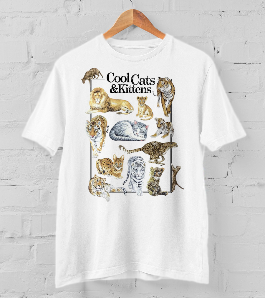 Cool Cats And Kittens Large Feline Collection Featuring Lions Tigers Cheetahs Lynx T-Shirt