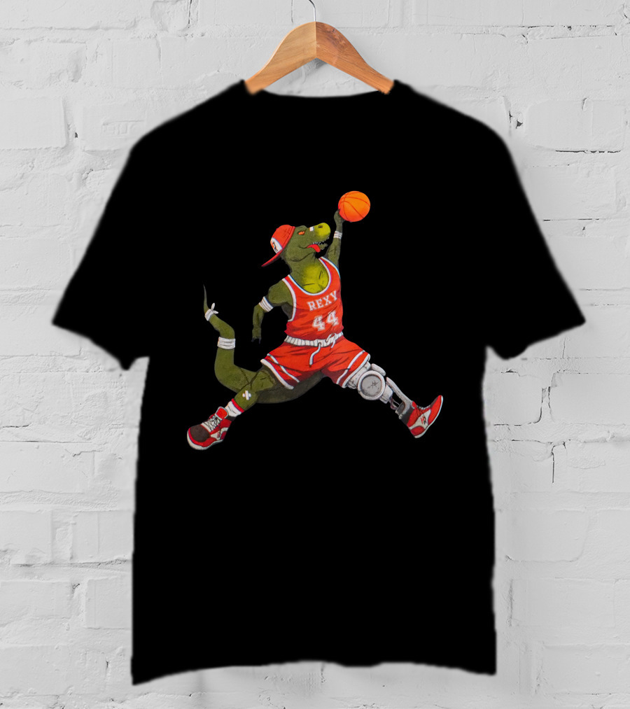 Rexy Basketball Slam Dunking Dinosaur Sports Jersey 44 How Ridiculous Merch T-Shirt