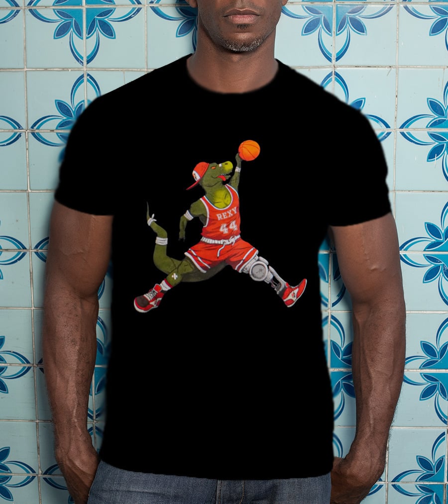 Rexy Basketball Slam Dunking Dinosaur Sports Jersey 44 How Ridiculous Merch T-Shirt