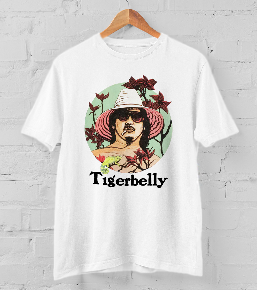 Tigerbelly Tropical Hat Person Surrounded By Flowers And Lizard T-Shirt