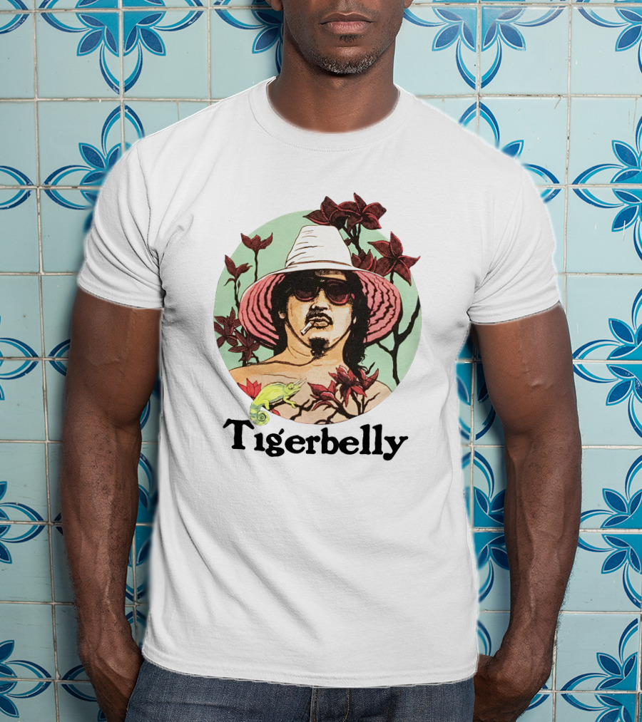 Tigerbelly Tropical Hat Person Surrounded By Flowers And Lizard T-Shirt