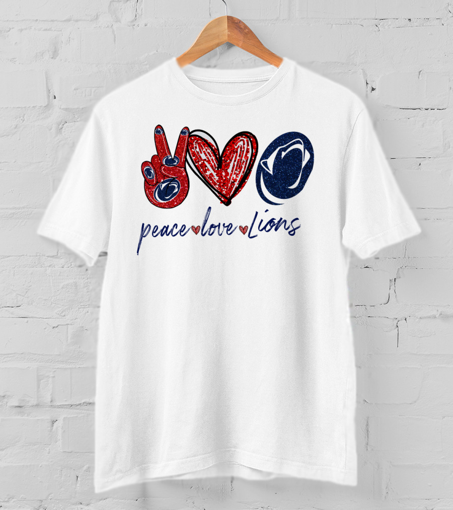 Peace Love Lions Penn State Blue And White T-Shirt