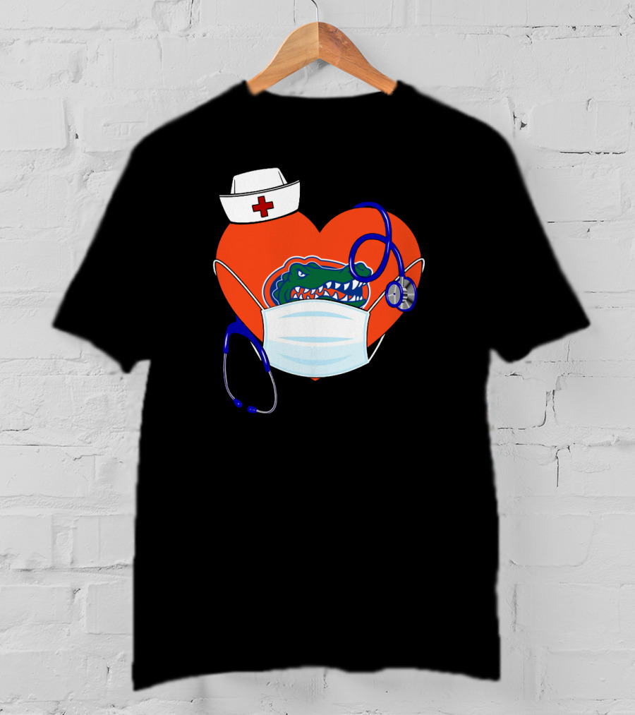 Heart Gators Nurse Healthcare Stethoscope Mask T-Shirt